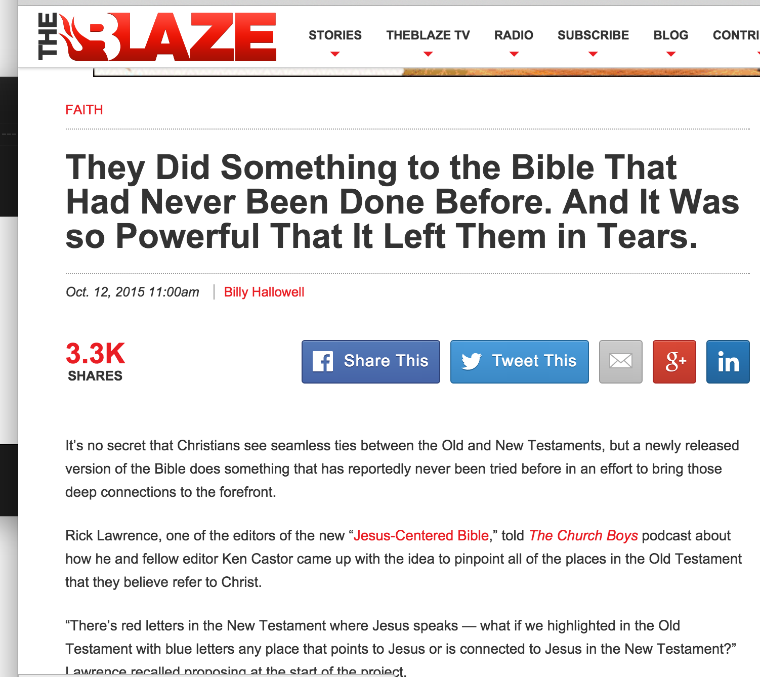 Jesus-Centered Bible featured on The Blaze